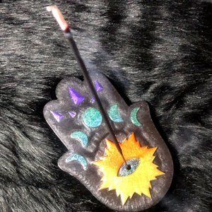 Custom resin HAMSA Hand incense holder